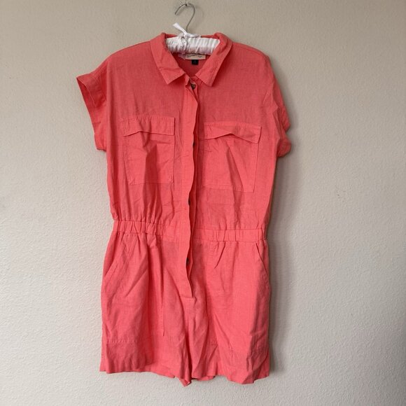 Universal Thread Short Sleeve Romper Womens Size 8 Coral Pink - Picture 2 of 9